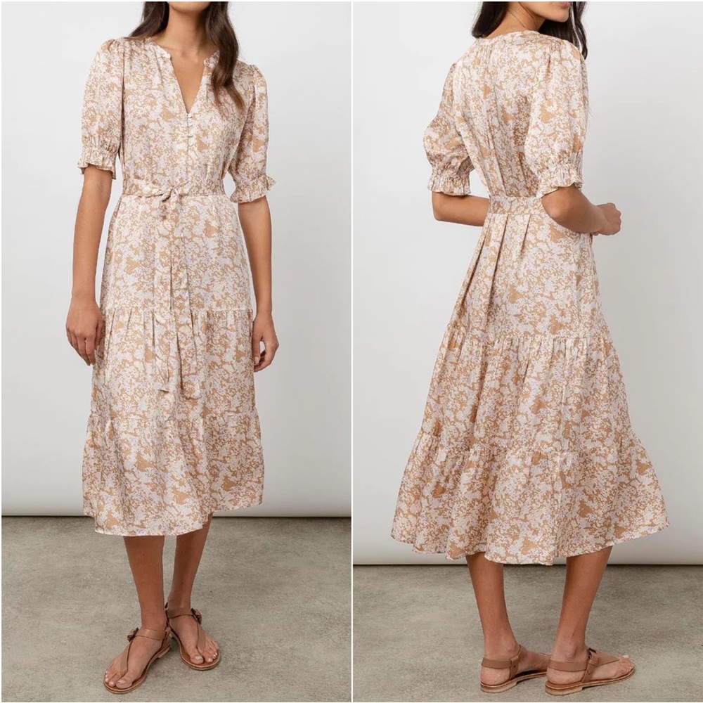Rails Floral Cream and Brown Midi Dress